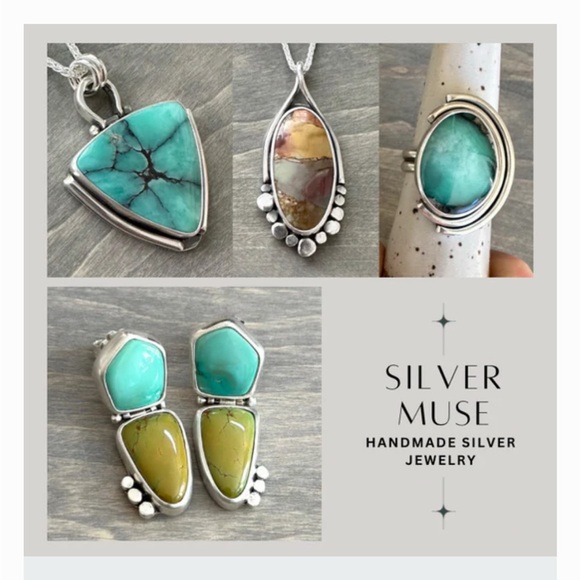 Silver Muse Nacozari Turquoise Trillion Pendant with Star - Picture 10 of 11